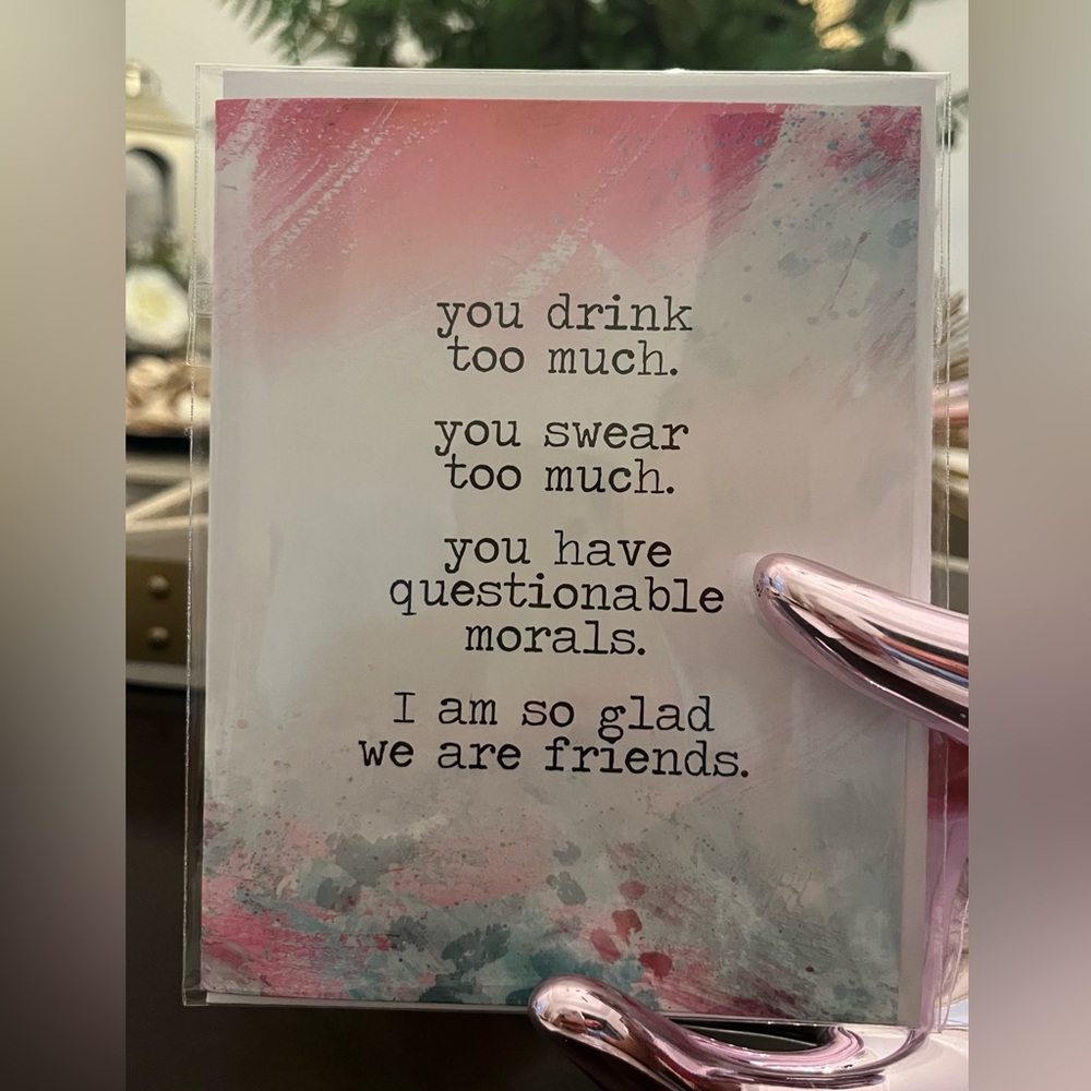 Pink Fun quote Greeting card 👯‍♀️